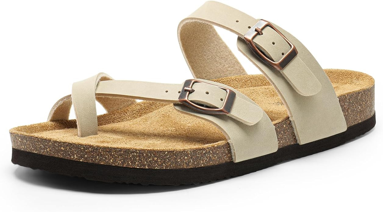 DREAM PAIRS Women's Thong Slide Sandals with Cork Footbed Open Toe Adjustable Slip On Slippers Co... | Amazon (US)