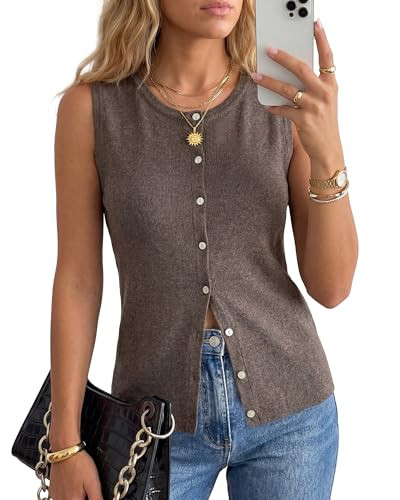 Arach&Cloz Women's Wool Blend Non See Through Button Down Business Casual Tank Tops 2026 | Amazon (US)
