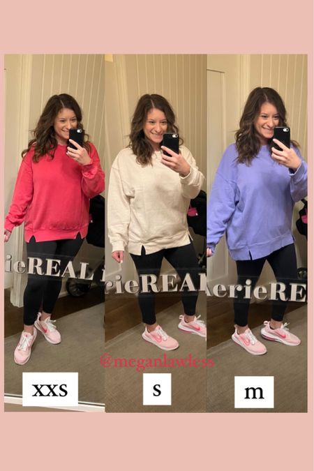 Aerie sweatshirt is three different sizes. For reference I am 5ft 1” and a size 8. I personally liked how the small fit best. 

Petite / midsize / aerie / offline / athleisure / comfy / cozy 

#LTKsalealert #LTKmidsize #LTKcurves