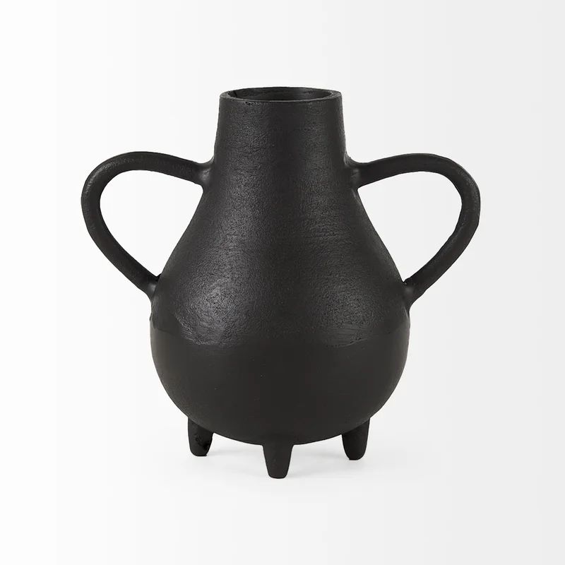 Hajrah 8.7"L X 4.7"W X 8.3"H Black Two Handled Vase Decorative Object | Wayfair North America