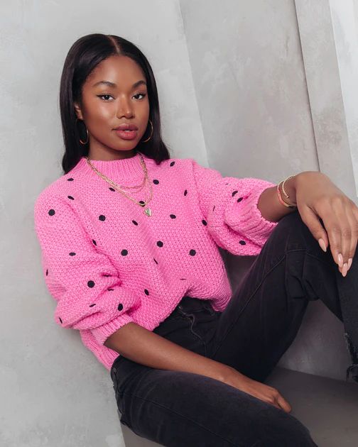Daniella Knit Polka Dot Sweater - Pink | VICI Collection