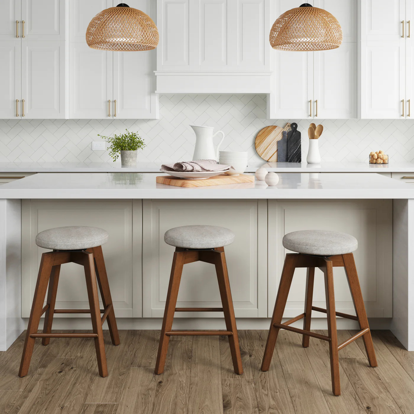 Wood Swivel Counter Height Bar Stools Brown (Set of 3) | Nathan James