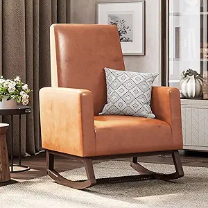 BELLEZE Modern Rocking Chair, Faux Leather Nursery Glider Rocker with Comfortable Padded Seat Sol... | Amazon (US)
