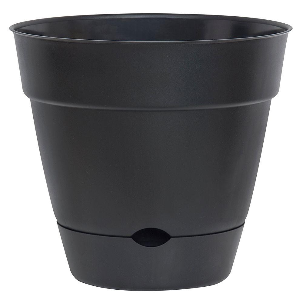 Dynamic Design Newbury 16 in. x 16 in. Black Self-Watering Poly Planter-NS1606BK - The Home Depot | The Home Depot