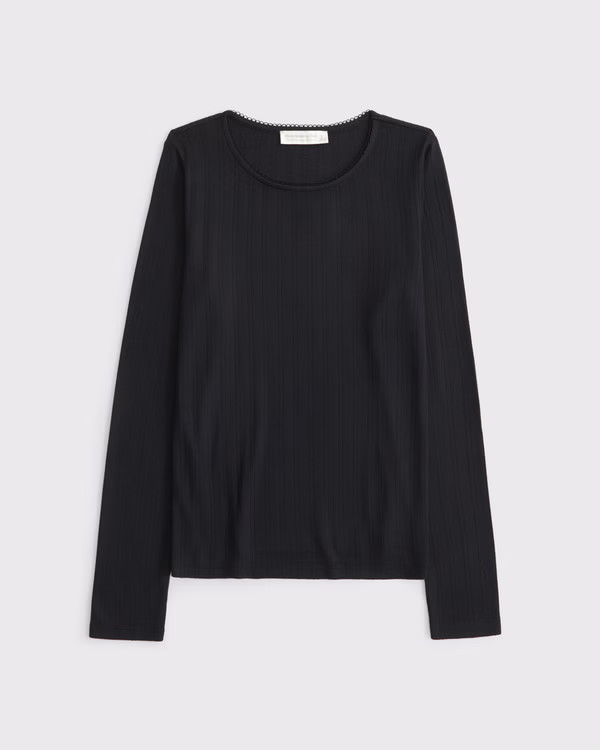 Long-Sleeve Pointelle Sleep Top | Abercrombie & Fitch (US)