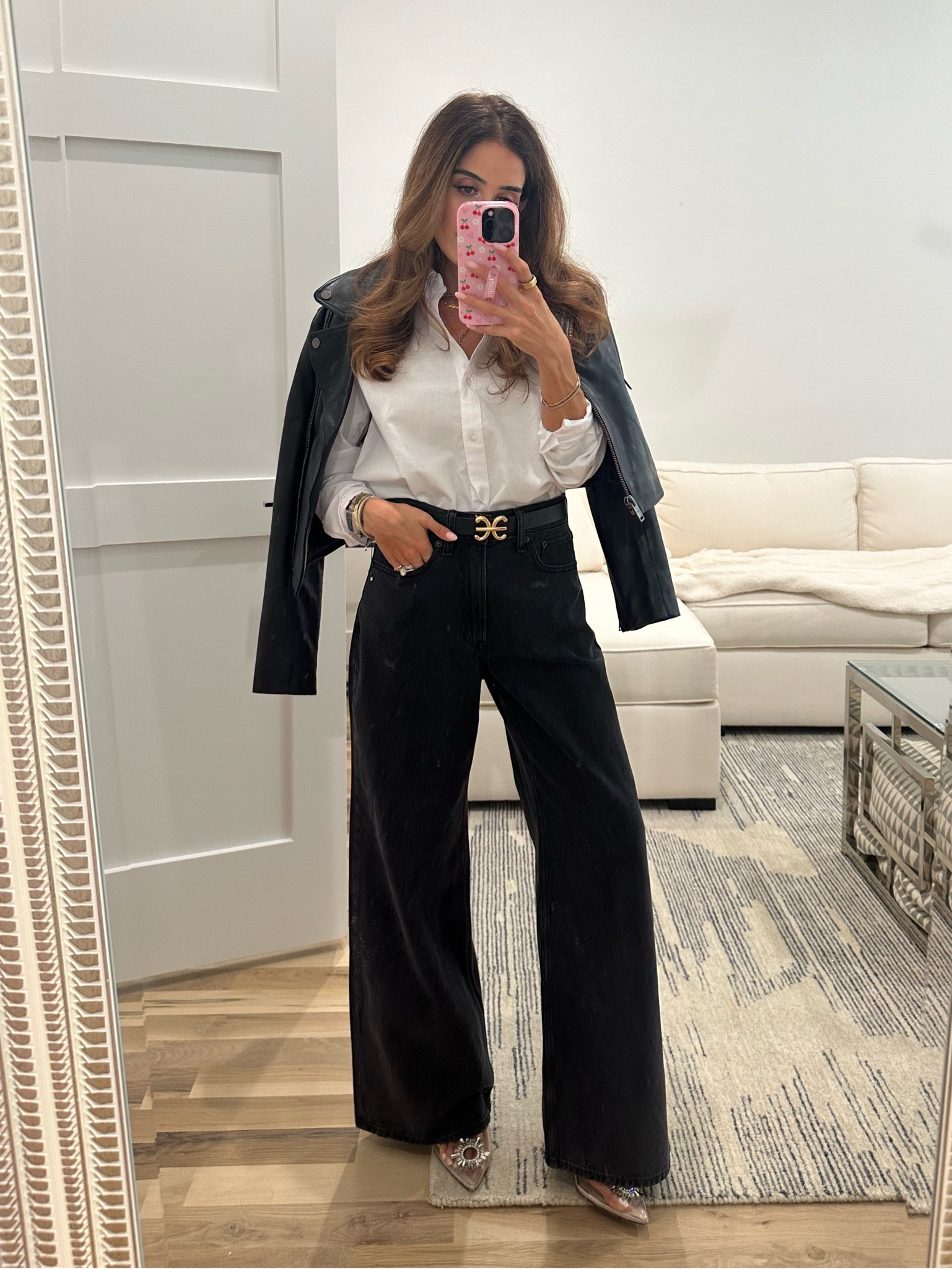 Fall outfit idea winter white shirt wide leg jeans size 23s

#LTKFindsUnder50 #LTKSaleAlert