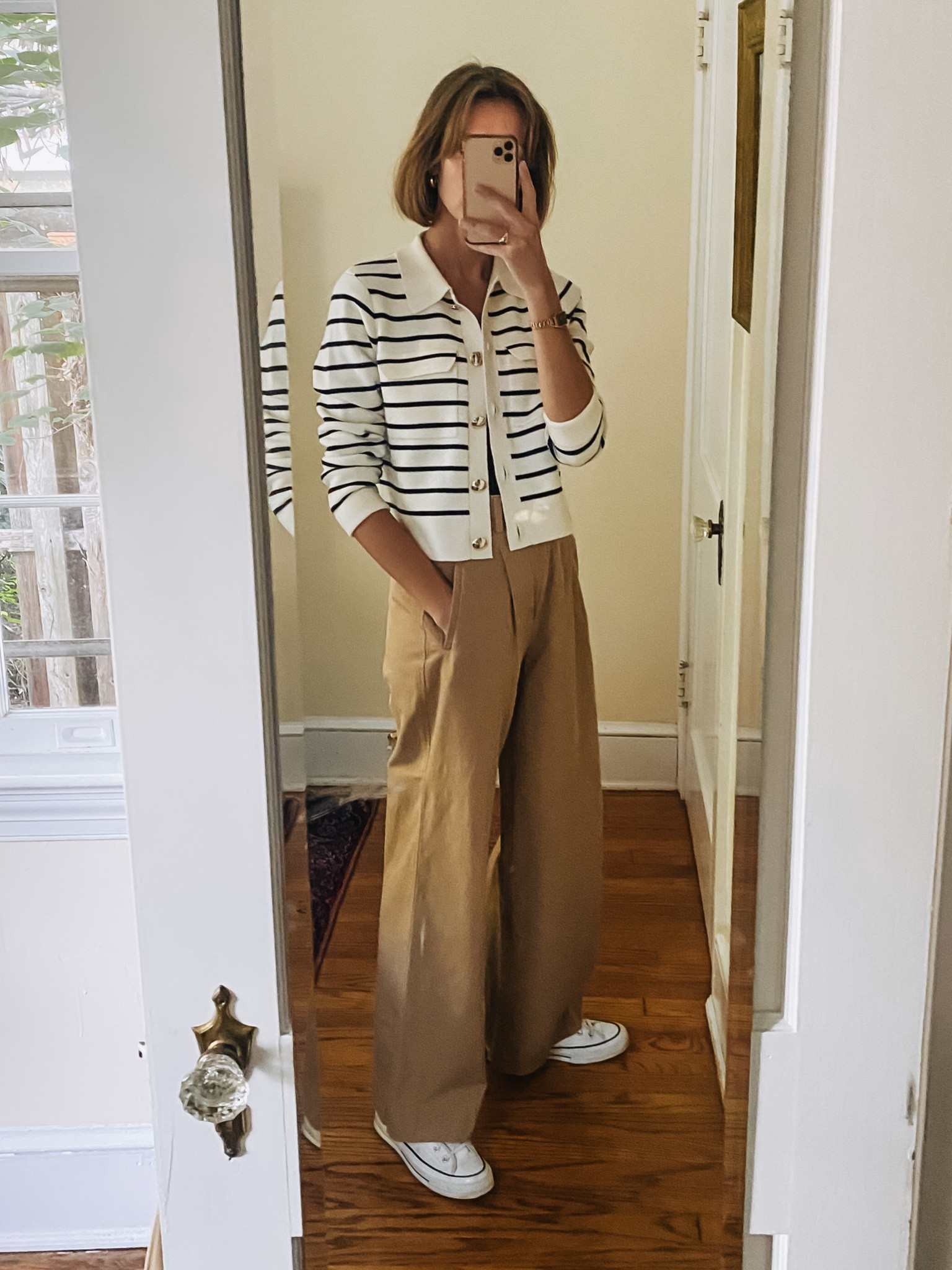 This striped cardigan and khakis are meant to be! 

#LTKstyletip #LTKSeasonal #LTKworkwear