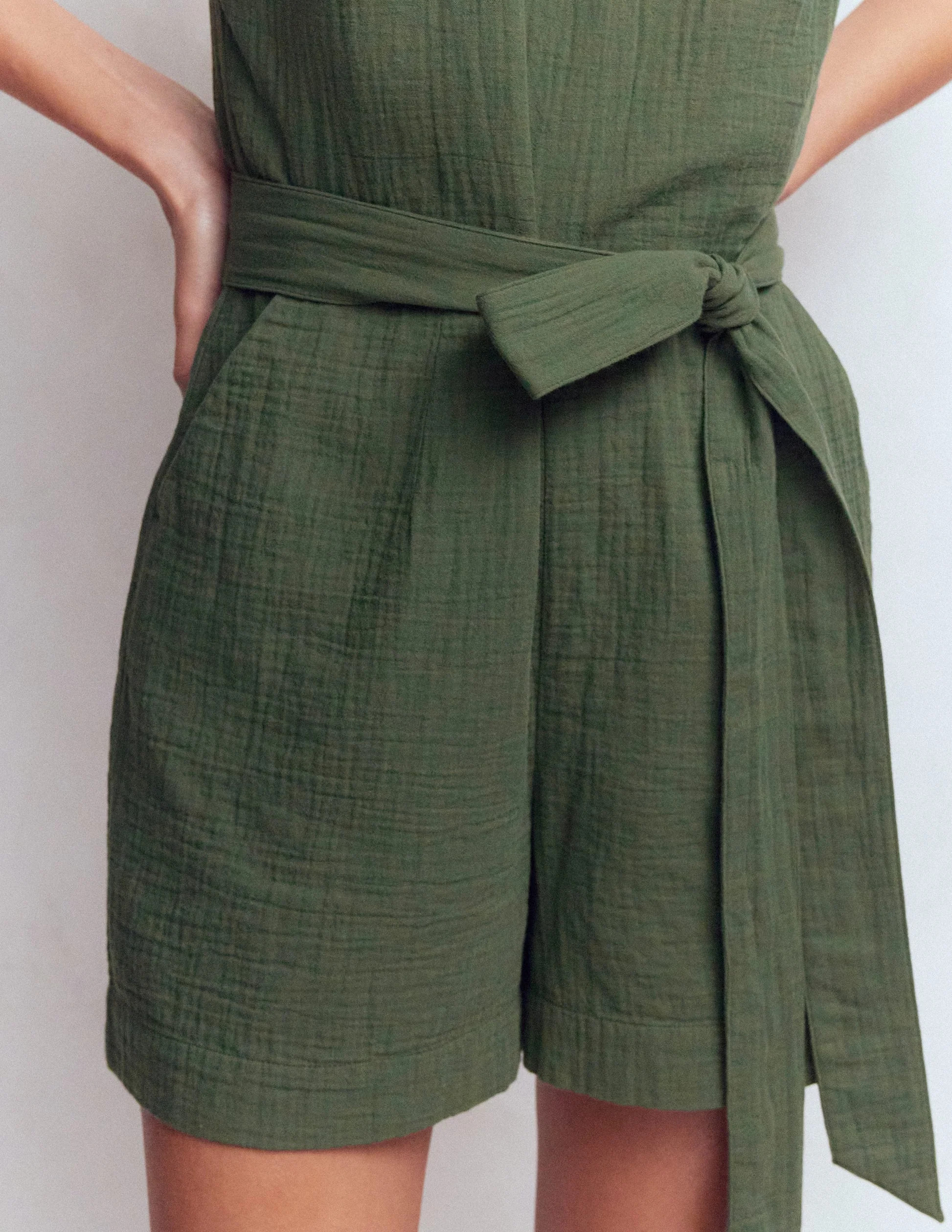 Rosa Double Cloth Playsuit-Hunter Green | Boden UK