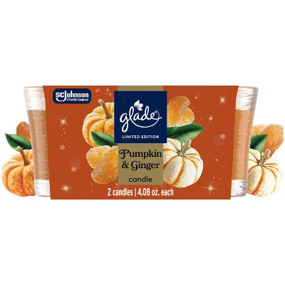 Glade Glass Pumpkin & Ginger Jar Candles - 4.08oz/2ct | Target