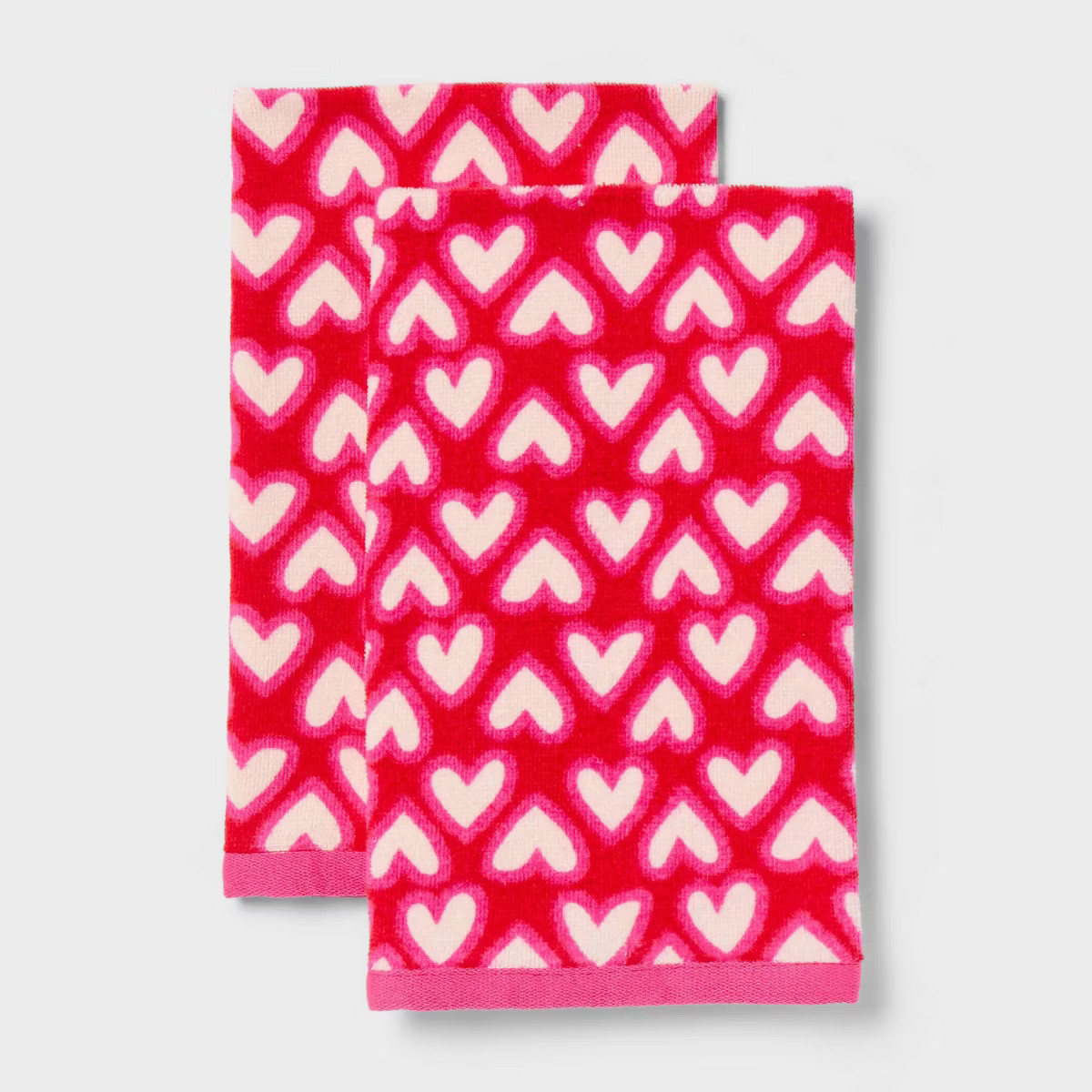 2pk Valentine's Day Scattered Heart Hand Towel Set - Room Essentials™ | Target