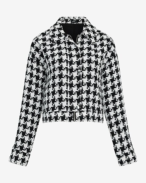 Houndstooth Collared Jacket | Express
