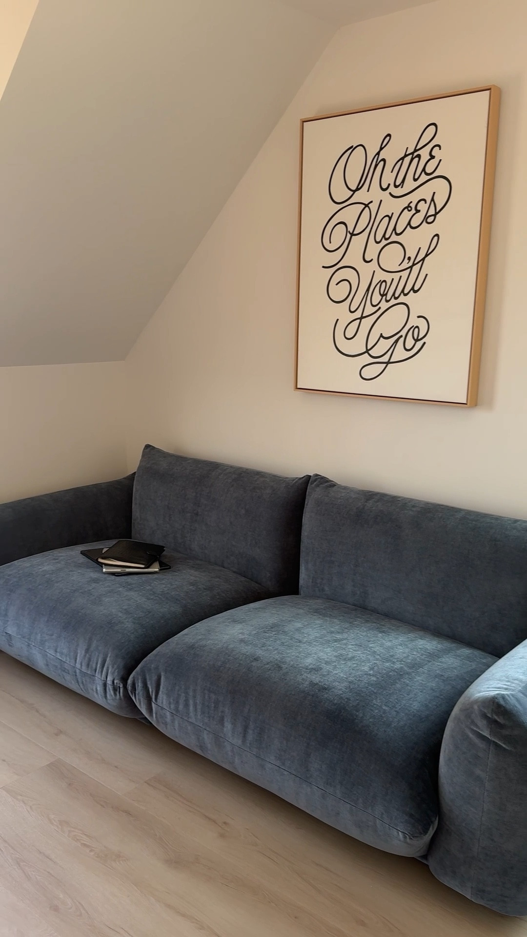 Playroom couch. The perfect shade of blue. 

#LTKHome #LTKmomlife