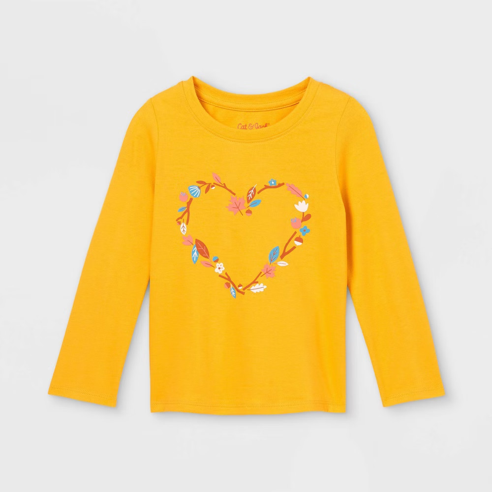 Toddler Girls' Floral Heart Long Sleeve Graphic T-Shirt - Cat & Jack™ | Target
