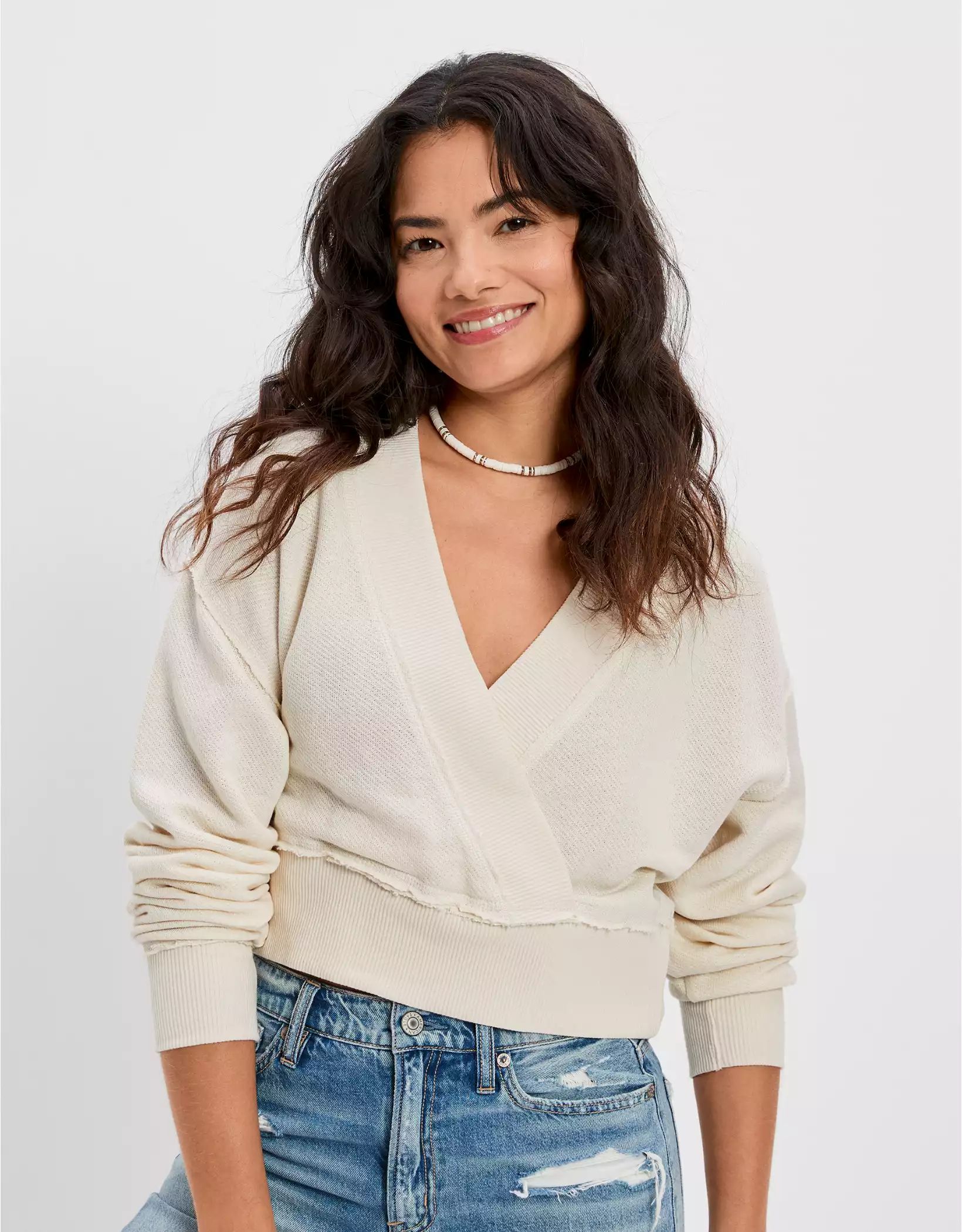 AE Wrap-Front Sweatshirt | American Eagle Outfitters (US & CA)
