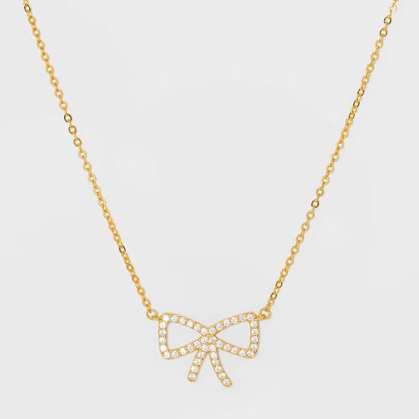 SUGARFIX by BaubleBar Crystal Bow Delicate Pendant 14k Necklace - Gold | Target