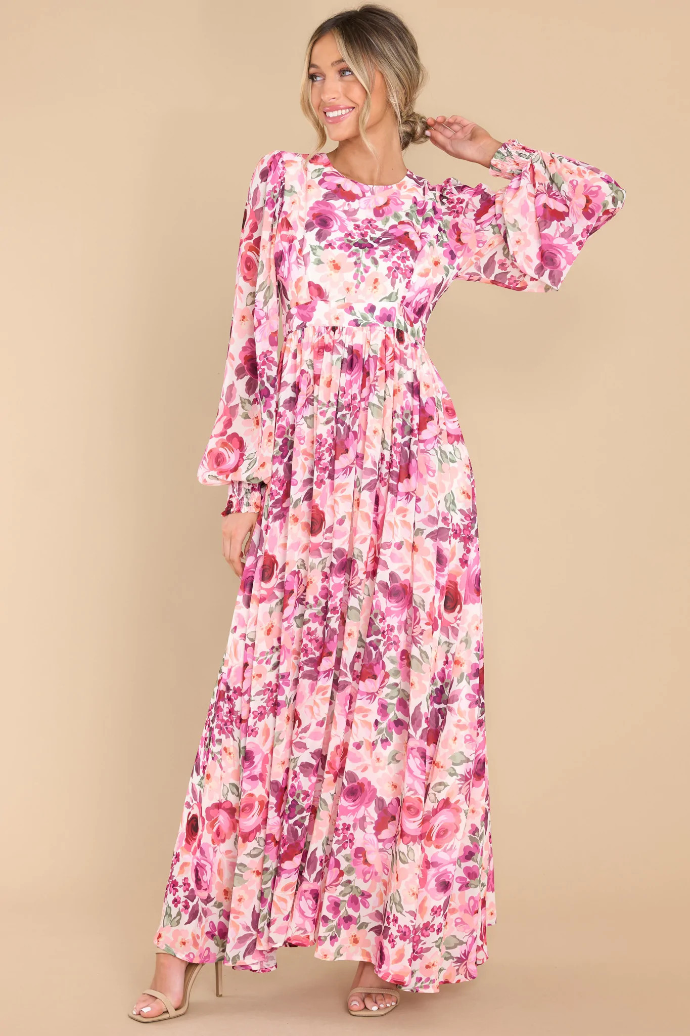 Covered In Sunshine Ivory Multi Floral Print Maxi Dress | Red Dress 