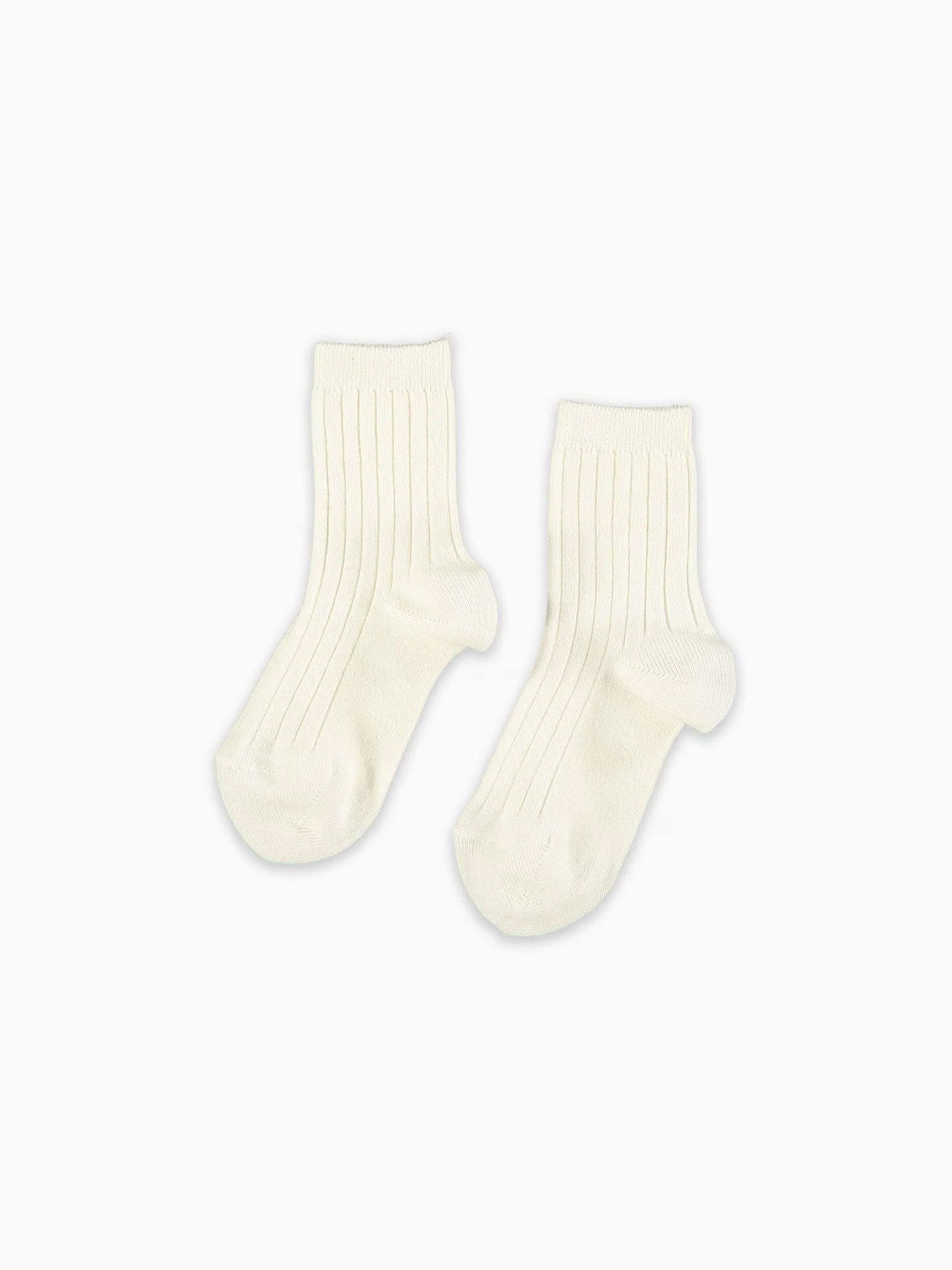 Off White Ribbed Short Kids Socks | La Coqueta (US)