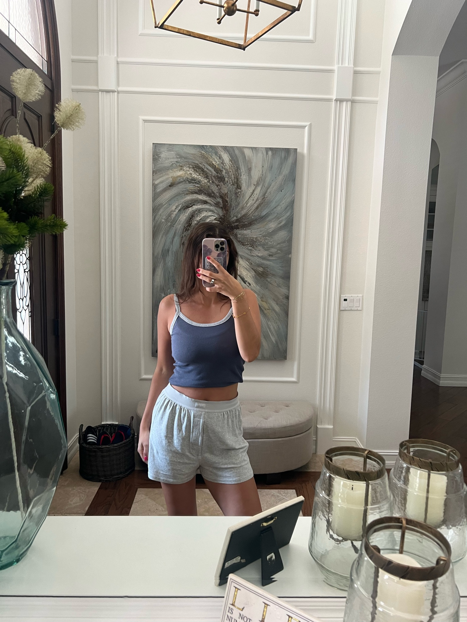 basic tank top under $25
soft grey lounge shorts 
sweat shorts 
boxer lounge shorts 

#LTKFindsUnder50 #LTKFindsUnder100