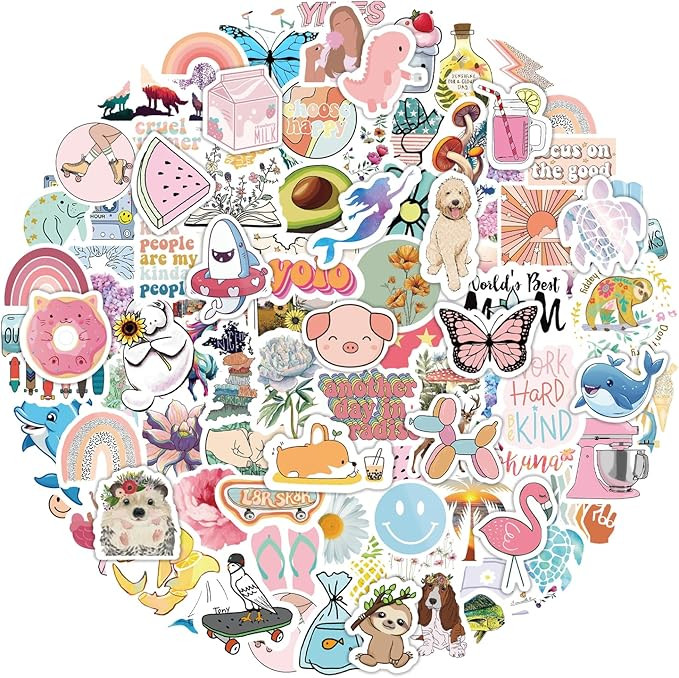 200Pcs Water Bottle Stickers for Kids, Cute Stickers for Water Bottles, Vinyl Waterproof Aestheti... | Amazon (US)