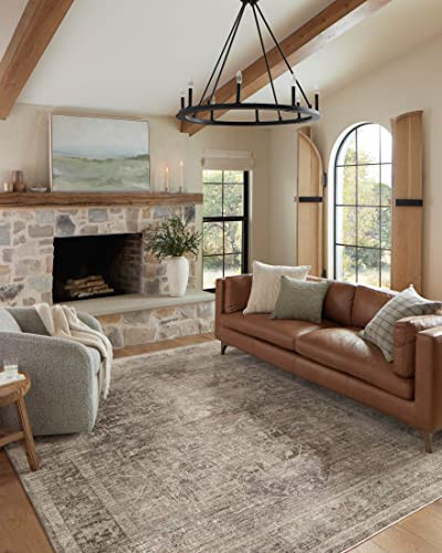 Loloi Magnolia Home by Joanna Gaines Millie Collection MIE-03 Charcoal/Dove 9'-6" x 9'-6", .25" Pile Height, Round Area Rug | Amazon (US)