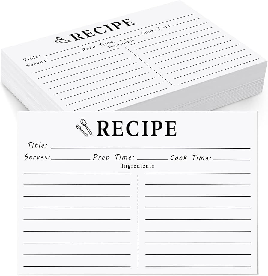 70 Count Recipe Cards 4x6 White, Double Sided, Blank for Bridal Shower and Wedding | Amazon (US)