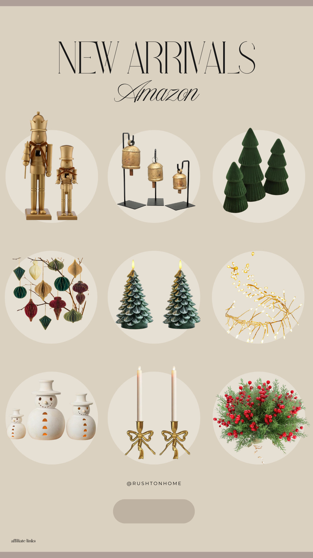 Amazon Christmas decor, new holiday arrivals, gold nutcrackers, Christmas bells decor, green bottle brush trees, paper ornaments, LED Christmas trees, brass candle holders, Christmas centerpiece ideas, modern holiday home, festive tabletop decor, cozy Christmas finds, Scandinavian Christmas style, winter home accents, neutral Christmas decorations 

 #LTKHoliday #LTKSeasonal #LTKHome
