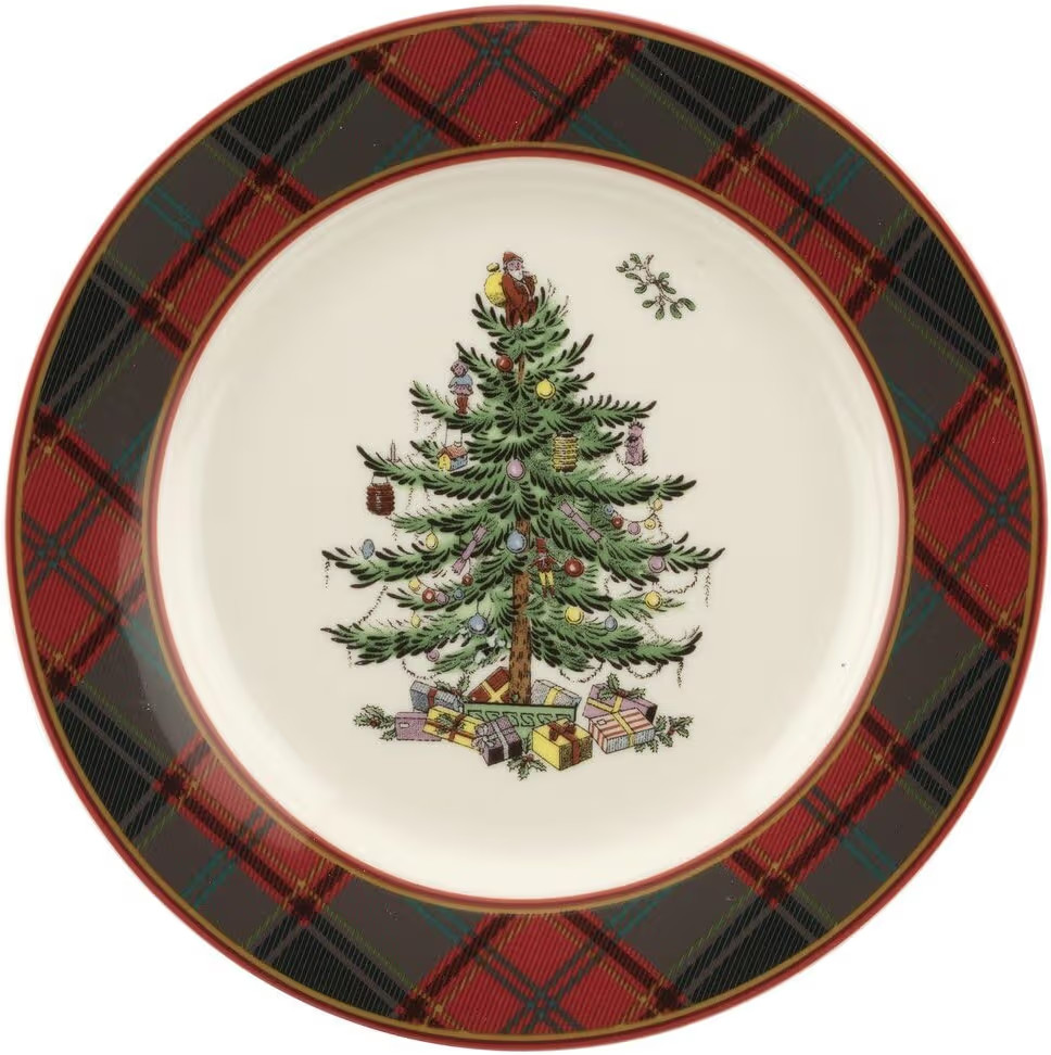 Spode Christmas Tree Tartan Salad Plate - 7.75-Inch Earthenware Plate, Holiday Tableware for Serv... | Amazon (US)
