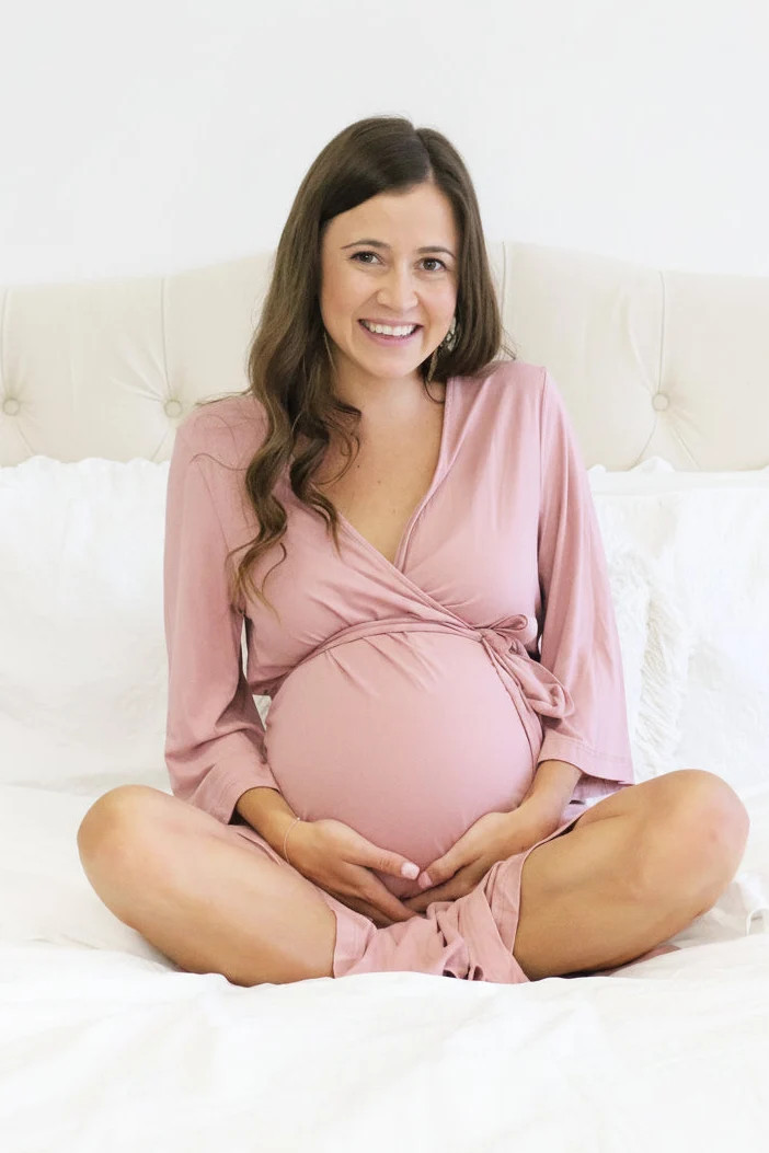 Solid Mauve Bamboo Knit Maternity Robe | Caden Lane