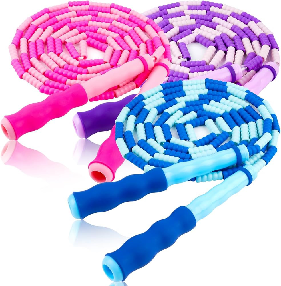 Jump Rope for Kids, 9 Ft Adjustable Jump Ropes for 4 5 6 7 8 10 12, Segmented Soft Beaded Jumping... | Amazon (US)