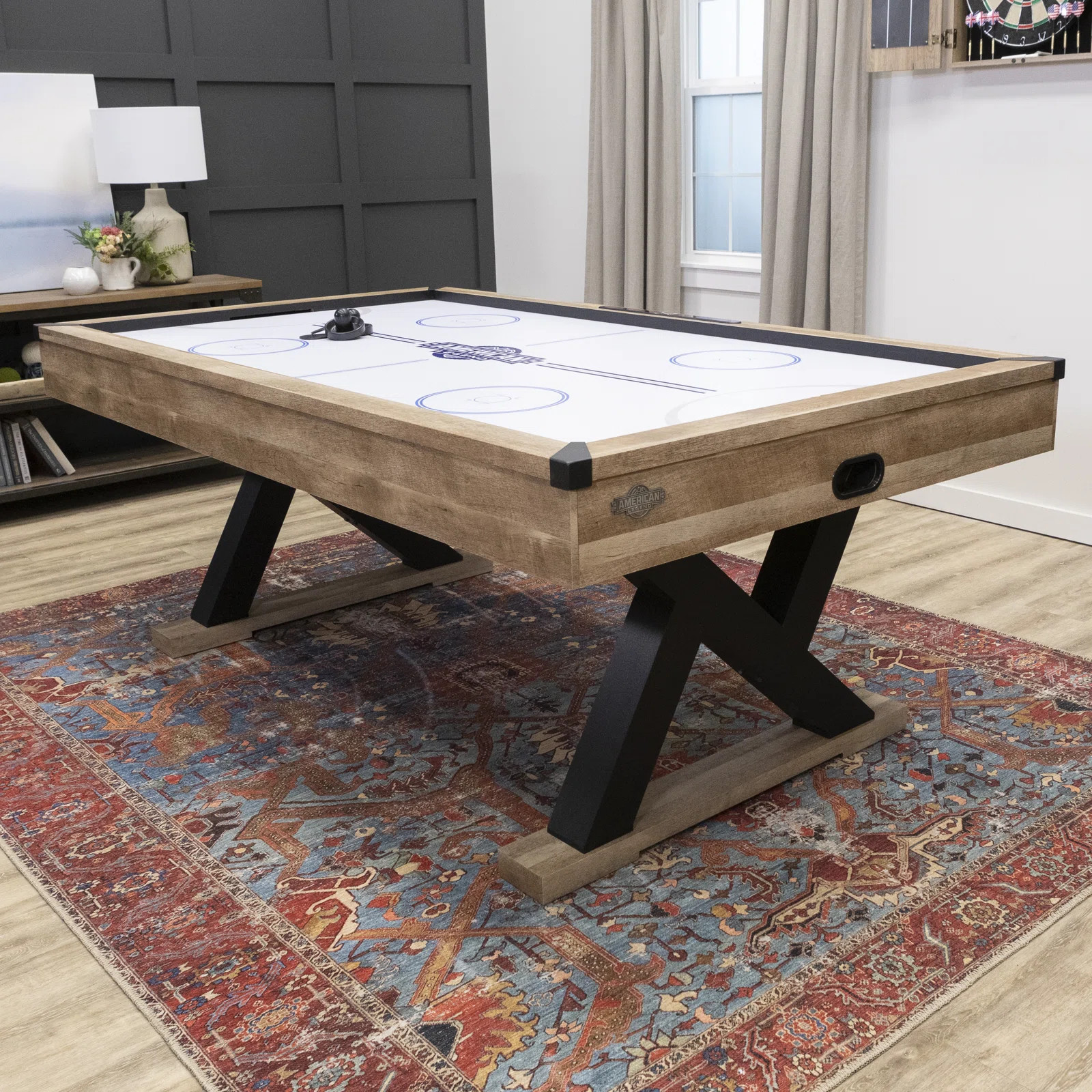 Kirkwood American Legend 84" Air Hockey Table with Rustic Wood Finish and Digital Scoreboard | Wayfair North America