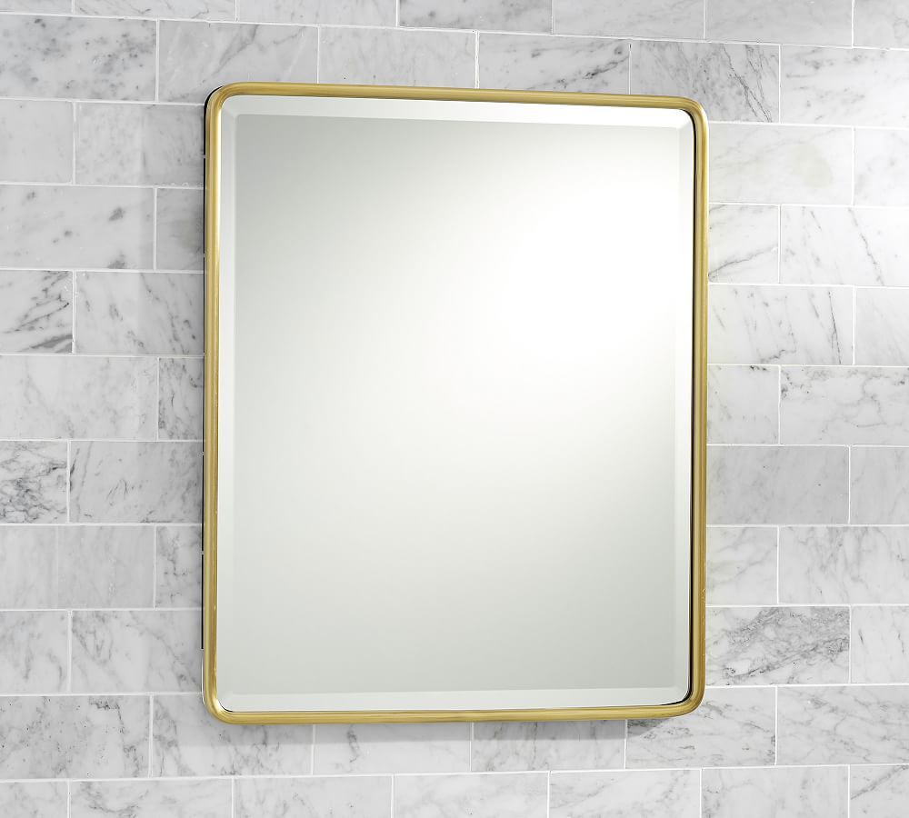 Brass Vintage Rounded Rectangular Mirror, 19x23 | Pottery Barn (US)