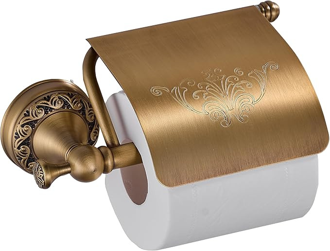 Vintage Toilet Paper Holder with Cover Bronze Tissue Holder Wall Mount Toilet Roll Storage Antiqu... | Amazon (US)