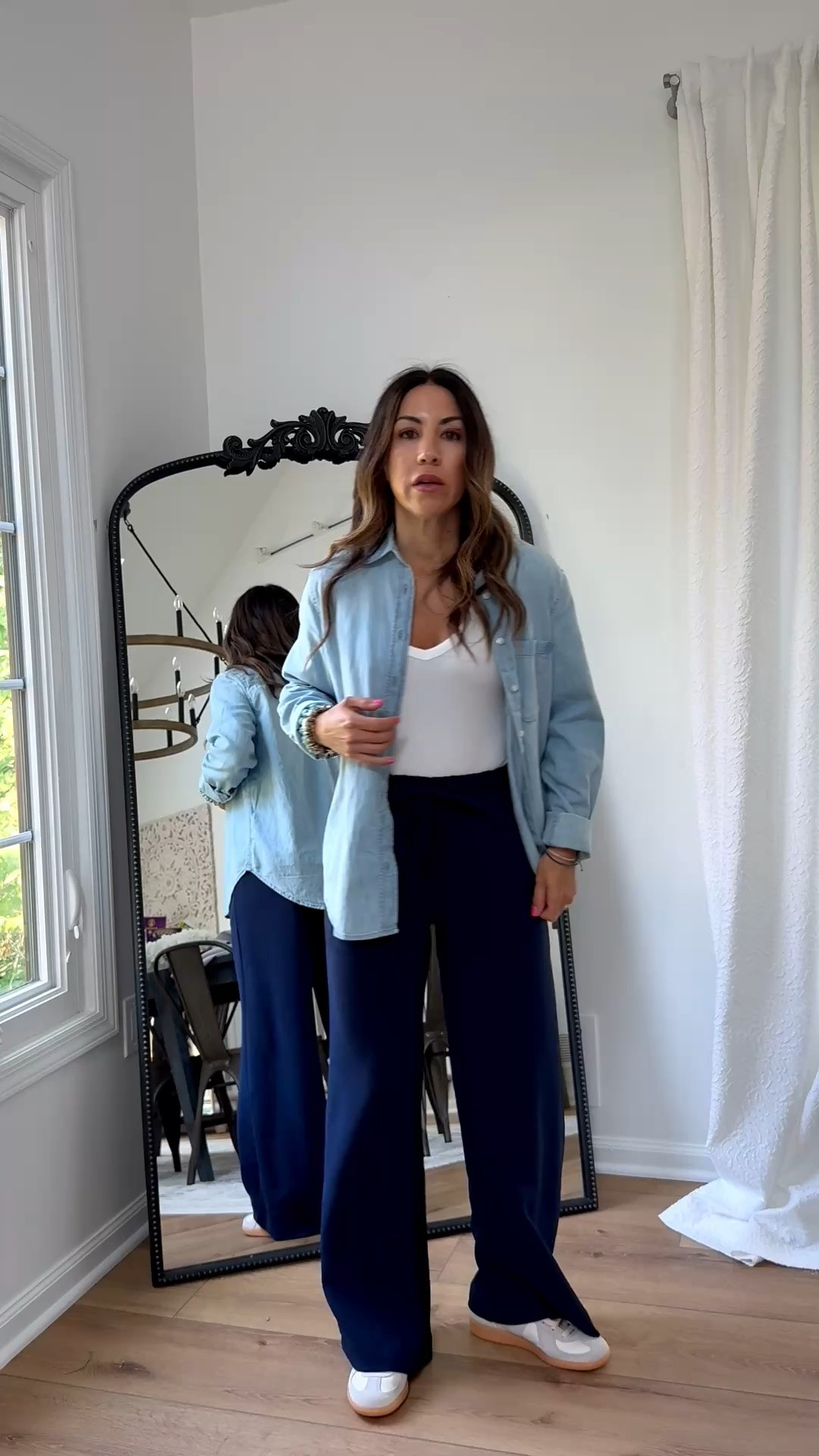 Pants XS 27.5 inseam. Small tops. Sneaker size down half.

#LTKOver40 #LTKPetite