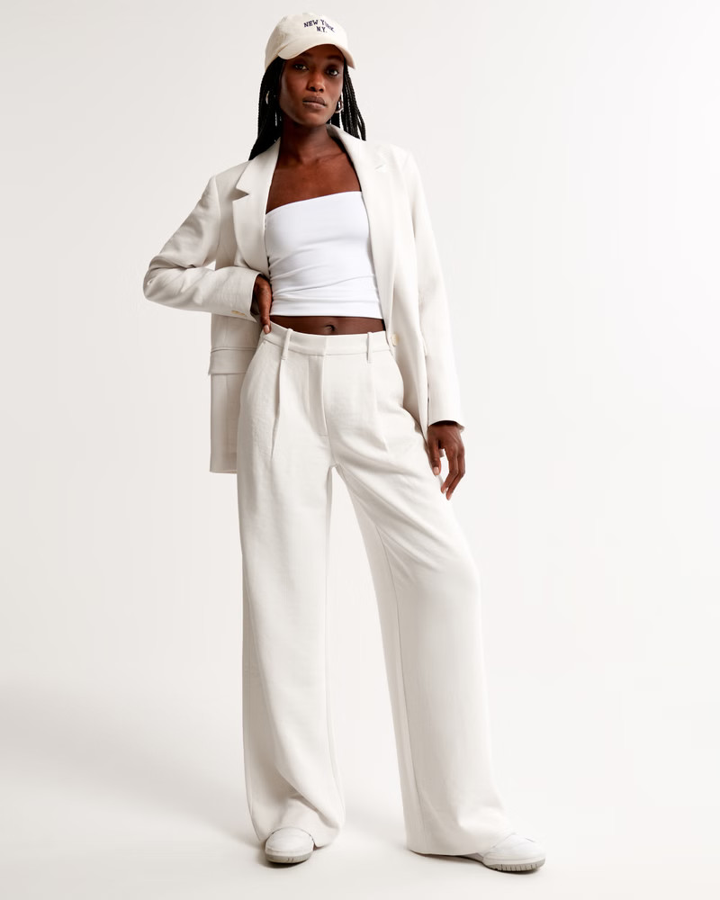 Premium Crepe Tailored Ultra Wide-Leg Pant | Abercrombie & Fitch (US)