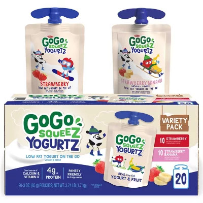 GoGo Squeez Yogurtz Strawberry and Strawberry Banana, 3 oz., 20 ct. | Sam's Club