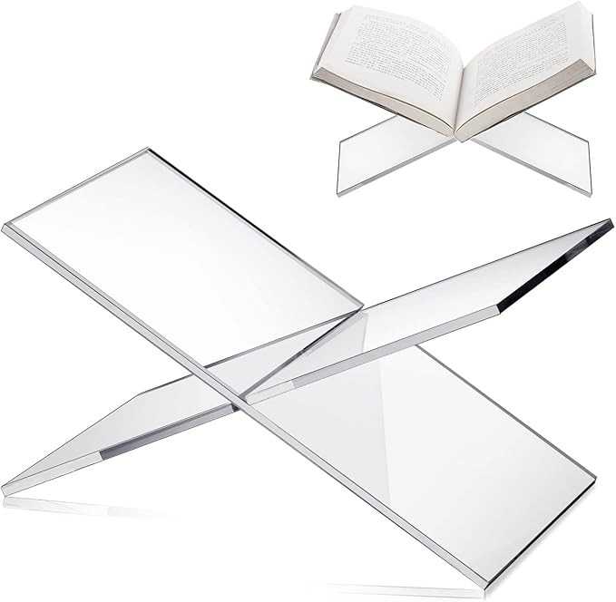 Acrylic Book Holder, 2 Pieces Clear Acrylic Open Book Display Stand Reading Book Holder for Open ... | Amazon (US)