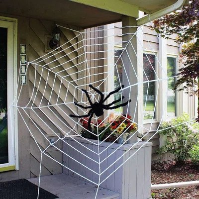 9.8Ft Spiderweb Round Large Web with 4Ft Scary Giant Spider Props for Halloween Outdoor decor | Wayfair North America