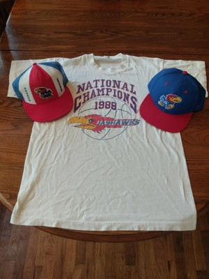 Vintage Kansas Jayhawks T Shirt National Champions 1988 Large Two Hats Lot  | eBay | eBay US