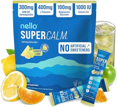 Nello Supercalm Powdered Drink Mix, Cortisol Reducer* and Sleep Aid Supplement, L Theanine, Ksm-6... | Amazon (US)