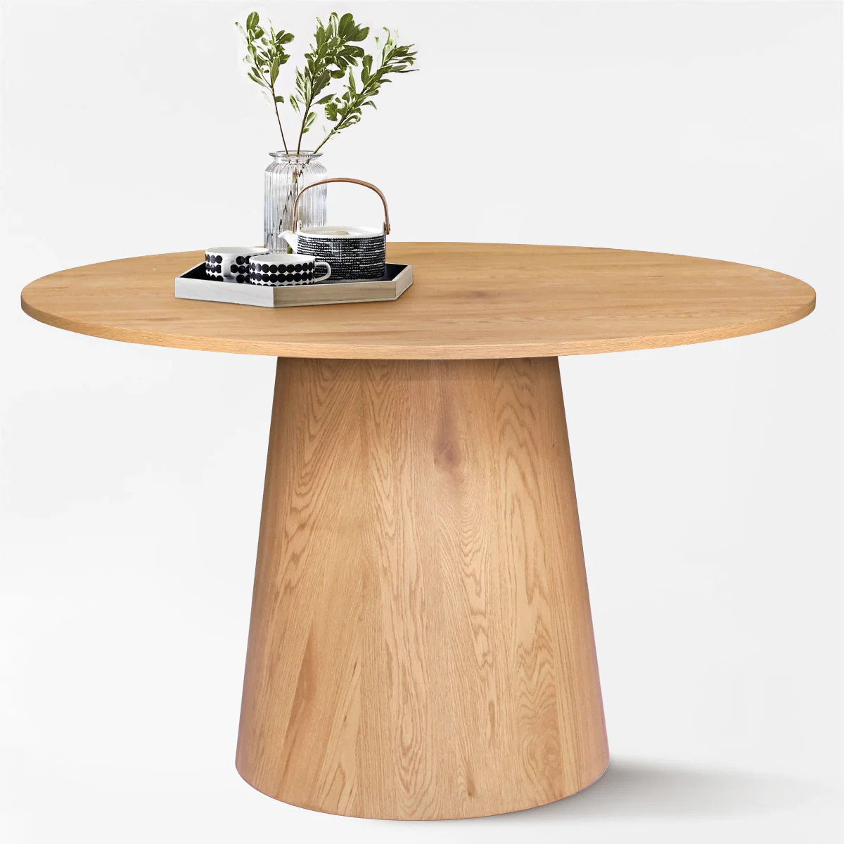 Orchid 60" Oak Round Pedestal Dining Table | Pop Maison