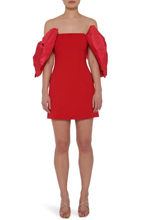 Toccin Off the Shoulder Bow Sleeve Minidress in Red at Nordstrom, Size 8 | Nordstrom