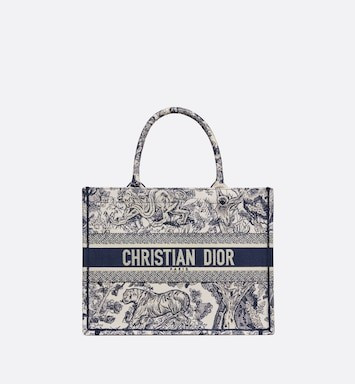 Small Dior Book Tote Blue Toile de Jouy Embroidery | DIOR | Dior Beauty (US)