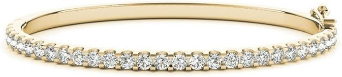 14K Yellow Gold Diamond Bangle Bracelet Value Collection | Amazon (US)