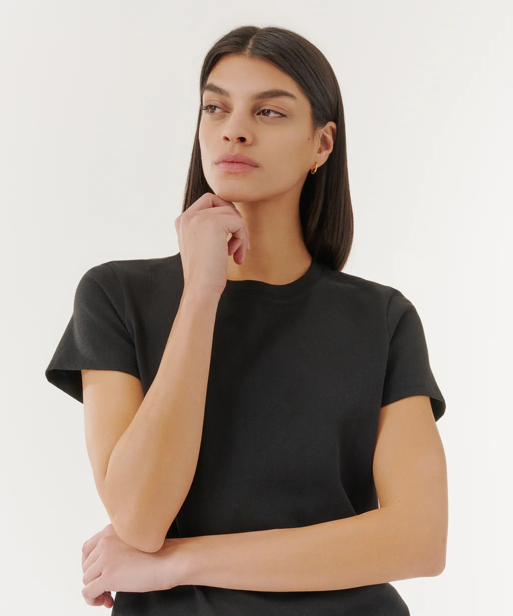 Compact Jersey Short Sleeve Crew Neck Tee - Black | ATM Collection