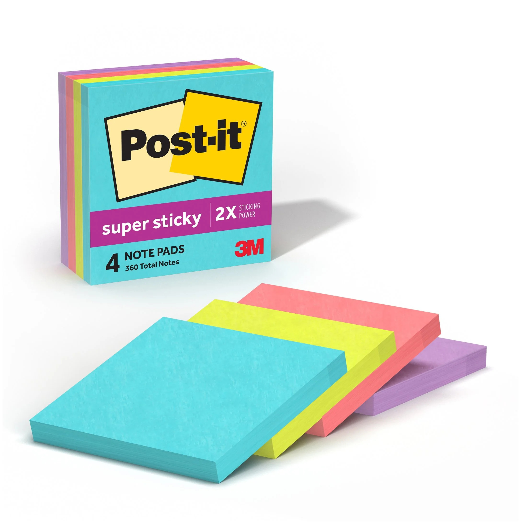Post-it Super Sticky Notes, 3 in. x 3 in., Supernova Neons, 4 Pads | Walmart (US)