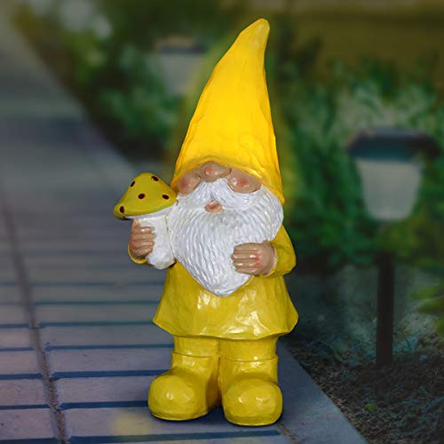 Exhart Solar Yellow Gilbert Gnome Garden Statue - Hand-Painted Gnome Resin Statue Holding a Bunch... | Amazon (US)
