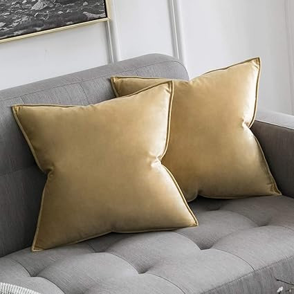 MIULEE Pack of 2 Decorative Velvet Throw Pillow Cover Soft Khaki Pillow Cover Soild Square Cushio... | Amazon (US)