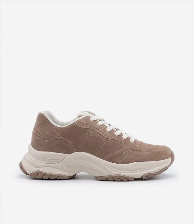 Tênis Jogging com Cadarço e Recortes Bege | Renner (BR)