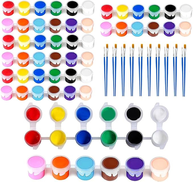 5 Packs Mini Acrylic Paint Set, 12 Colors Washable Paint Strips for Kids & Adults - Includes 10 B... | Amazon (US)