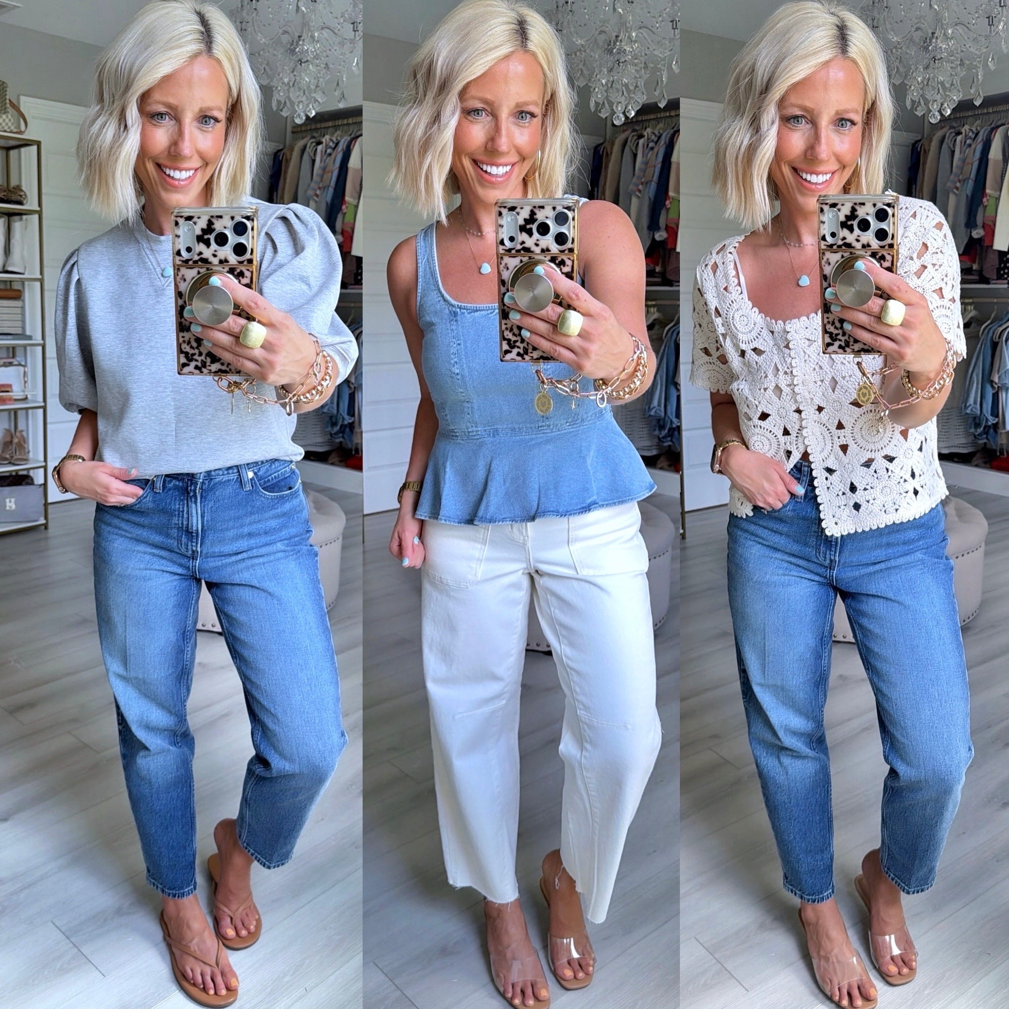 Walmart outfits lately!!!
⬇️⬇️⬇️
Grey top small (roomy)
Denim top size 4
Crochet top medium (need small)
Jeans size 4
Off white denim sized down to a 2

#LTKSaleAlert #LTKSeasonal #LTKootd